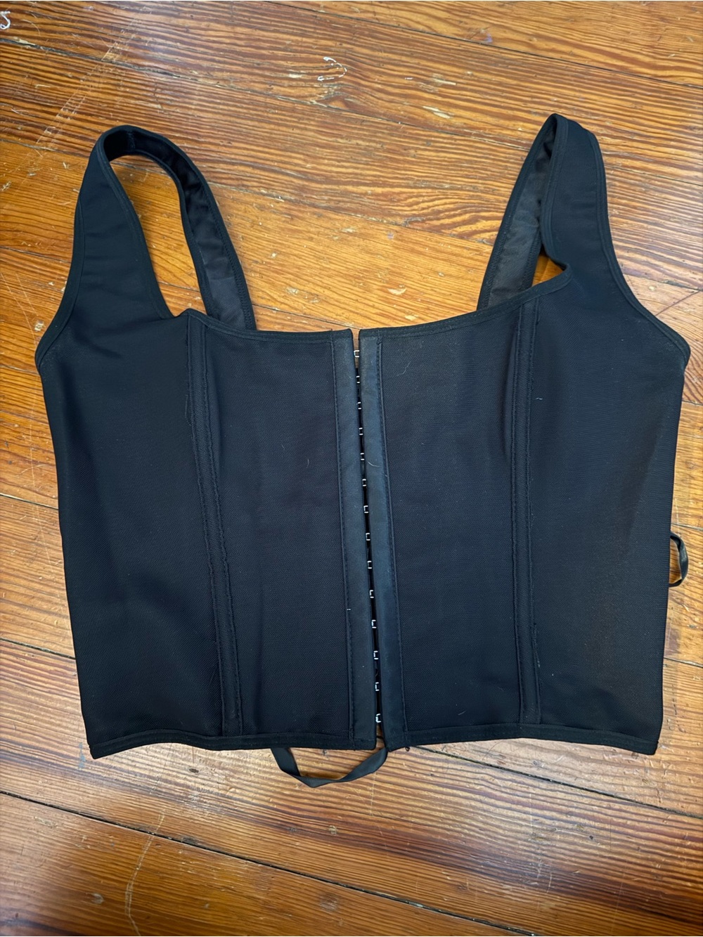Black Hook-and-Eye Crop Corset Top